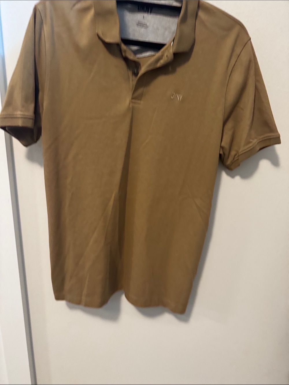 NWOT - DKNY Men's Tan Polo Shirt with Subtle Logo